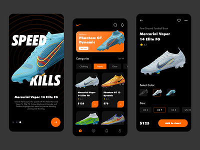 Nike Shoes - App Design Concept app brand clean dark mode football marketplace mobile nike nike app online shop shoe app shoes shop ui uiuxdesign ux