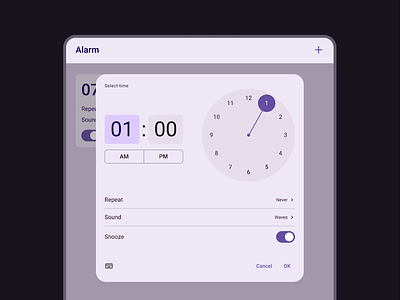 Alarm App Design alarm app animation clock app design ipad mobile time picker ui ui design ux