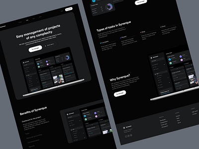 Synerque - Landing page design for a task management platform landing page landing page design promo landing page promotional landing page saas saas landing page task management platform task manager web design website design