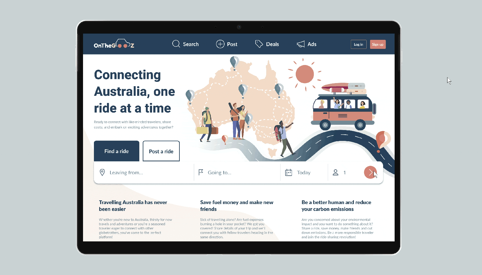 OnTheGoOZ prototype australia carsharing design desktop illustration platform prototype ui uidesign