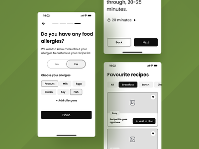 EatWell - Cooking app app cooking cooking app design meal planner onboarding recipes ui ux wireframes