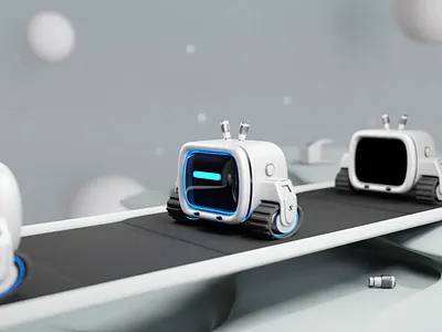 3D Robot Animation - Assembly Line 3d animation art assembly blender cartoon cute design illustration isometric machine motion pc render robot tiny