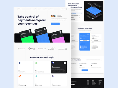 Fitpoint banking landing page account bank card design finance flat hero home landing layo page payments pricing scroll studio ui ux