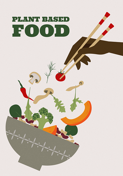 Plant-based food poster artwork design digital food illustration plan based poster vector vegan