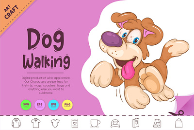 Cartoon Dog Walking. illustration