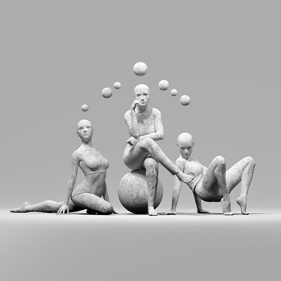 Wave 4 3d 3d poses 3d texture black and white body pose composition