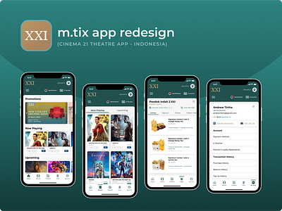 XXI m.tix App Redesign (Cinema Chain in Indonesia) app app design design ios mobile ui ui design uiux ux