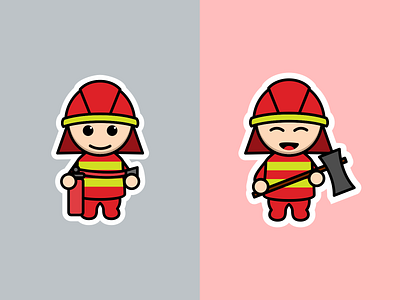 Cute Cartoon Firefighter animation brand brand design children cute design graphic graphic design icon illustration kids logo mascot sticker toy vector