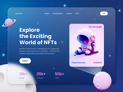 NFT Marketplace Concept concept crypto landing nft space ui uiux ux webdesign website