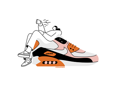 #airmaxday 2023 crossed legs editorial illustration illustration nike relax selfie serenity shoes sitting vector