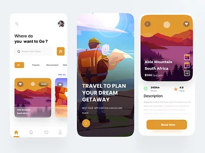 Travel service - Mobile app app design booking app flight app hotel illustration mobile app mobile app design mobile design mobile ui travel travel agency travel app travel mobile app travel service traveling ui vector