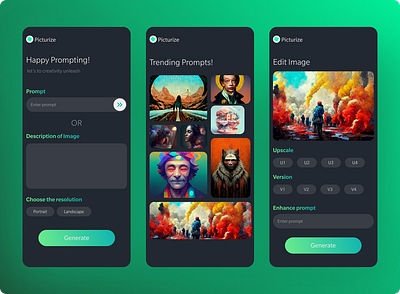 AI image generator Concept App UX ai branding clean and minimal design image prompts motion graphics ui user experience ux visual design