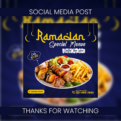 Ramadan Social Media Post Design agrafixer branding design fastfood graphic design instagrampost ramadan socialmediapost specialmenue ui vector