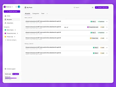 Web.3 article publishing SaaS article crypto design nft platform saas startup ui ux web.3