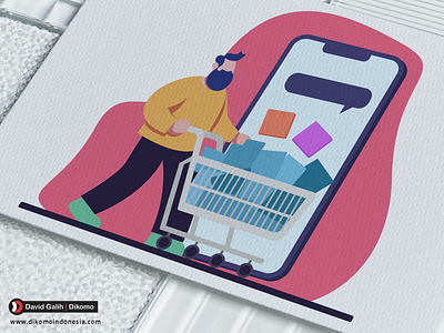 Online shopping illustration by Dikomo Indonesia Kreatif internet