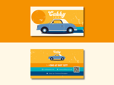 Business card for the owner of the "Cabby" taxi service adobeillustrator business card design graphic design illustration logo retro style taxi taxi service vector