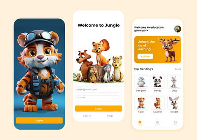 Jungle reading app for children 3d animation app branding design flat graphic design icon illustration logo minimal motion graphics typography ui ux vector web website