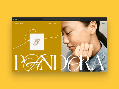 Pandora | Hero Screen black design digitalbutlers inspiration jewerly main screen minimal pandora typography ui yellow
