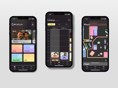 Coachella App Concept (Dark) app coachella concept dark mode design minimal mobile
