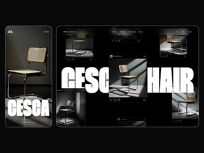 Cesca Chair - Furniture Landing Page ai cesca cesca chair chair clean dark decor design flat furniture generated instagram interior landing landing page marcel breuer minimalistic store ui web