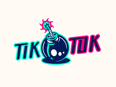 TikTok bomb design doodle drawing graphic illustration lettering logo smiley ticking time bomb tiktok typography vector
