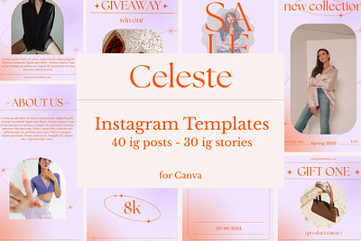 Celeste - Instagram Templates (posts & stories) for Canva branding canva canva template fashion graphic design instagram instagram templates social media template templates