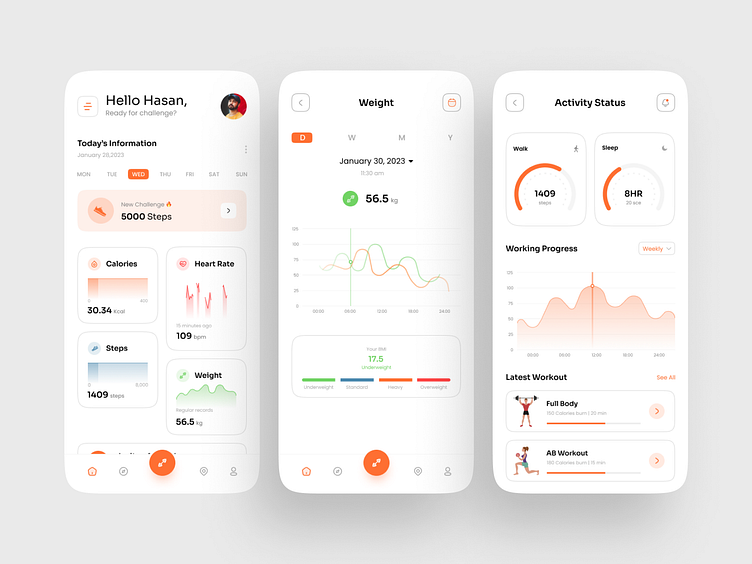 Fitness App by Hasan Mahmud on Dribbble