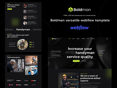 Boldman - Handyman Services Webflow Template responsive design uiux designs web 3.0 webflow webflow template wordpress theme