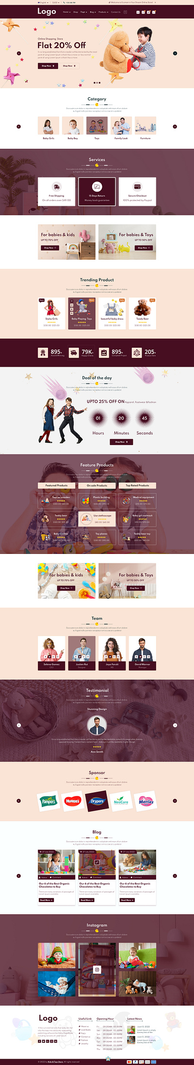 Kids & Toys Store Project Home_Page_01 branding figma design graphic design typography ui ux vector web design
