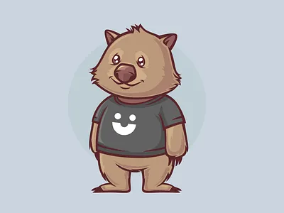Wombat character animal baby illustration bear branding chara character cute emotion grey icon illustration logo nose paws smile t shirt ui vector wombat wool