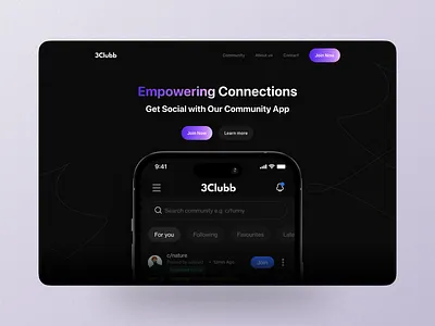 Community Web Design | 3Clubb | Fluid User Experience 3clubb 3d app app design branding clean community dark design illustration landing page minimal mockup motion graphics social media ui ui design web web design website