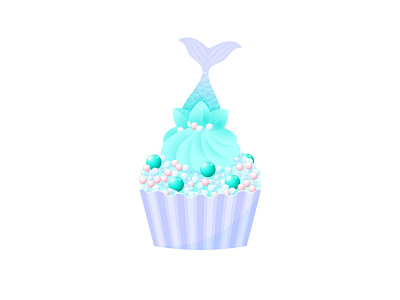 Mermaid birthday cupcake 2d arrival baby baby shower birthday cake cartoon child cupcake cute design dessert girl illustration kid mermaid pastel princess vector