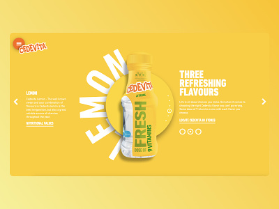 Cedevita Flavour Page 3d animation branding cedevita colorful design graphic design illustration lemon logo responsive ui uidesign ux vector yellow yellowdesign