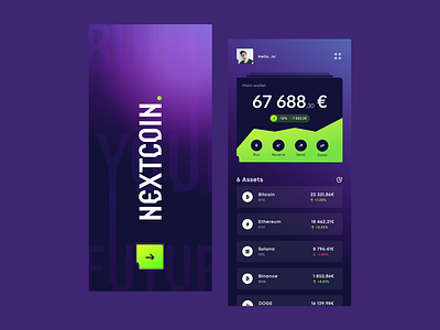 Crypto wallet - Mobile App app bitcoin blockchain clean crypto crypto currency cryptocurrency gradien gradient mobile ui wallet