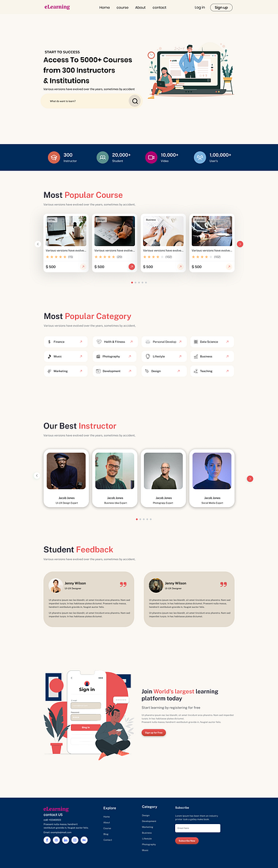 online learning platfrom graphic design online learning web site ui ux webstite wireframe