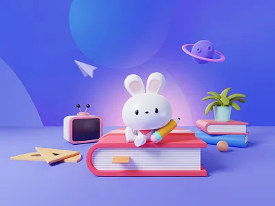 education app 3d banner plant