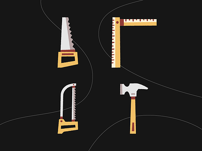 Repair Tools Icons hammer icon icon design illustration illustrator repair repair tool rosek ruler saw tool