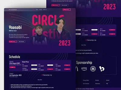 Circle Festival - Event Website clean concert darkmode design event interface landing page landing page design modern promotional landing page ticket ui ux web design website