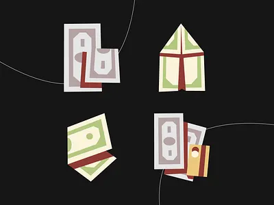 Money Icons bill credit card design dollar icon icon design illustration illustrator money rosek vector