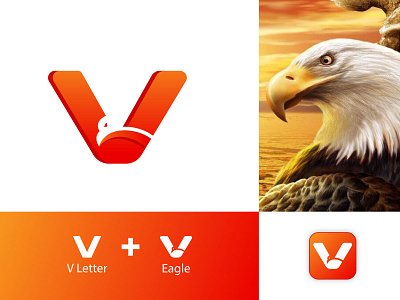 Eagle And V Letter logo Design app icon logo branding creative logo crypto logo drasticlogo eagle logo gradient graphic design illustration letter logo letter v logo logo design logo mark modern logo symbol technology logo vector