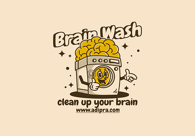 Brain wash mascot character adipra std art logo illustration people vector vintage art