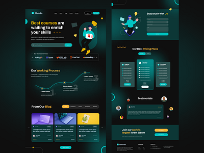 Education Platform attractive blog branding commerce contact design education illustration learn learning online online course online education platform pricing study stunning ui ux web