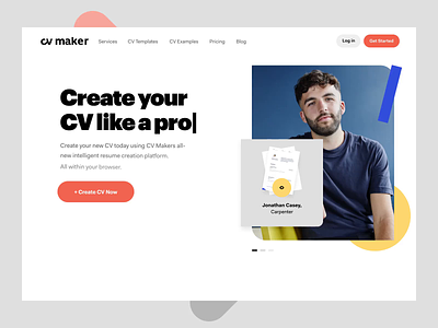 CVMaker - Home Animation animation branding design system strategy ui ux visual identity web design website
