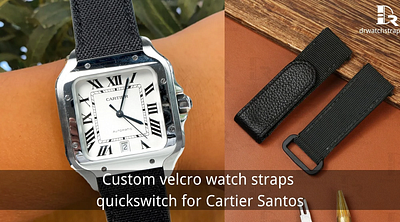 Canvas nylon velcro strap Quickswitch for New Cartier Santos cartier cartier watch drwatchstrap