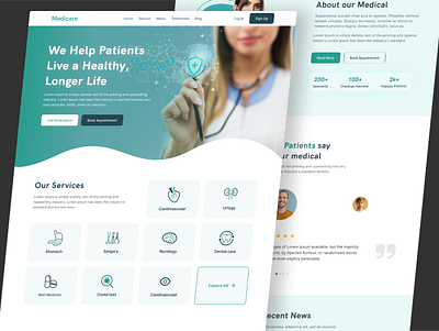 Medical Landing Page clean design doctor website hospital website landing page medical landing page medical website minimal design ui ui design web design