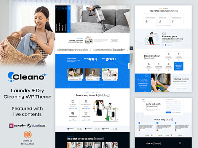 Cleano - Dry Cleaning & Laundry Service WordPress Theme business design maintenance repair responsive responsive design washing wordpress development wordpress theme