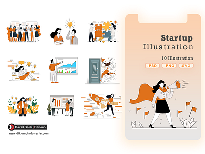 StartUp Illustration by Dikomo Indonesia Kreatif entrepreneur