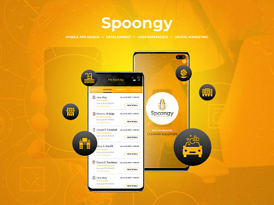 Spoongy | Mobile App design | User experience branding design graphic design illustration logo logo design mobile app design mobile app development web design web development