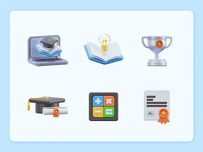 education 3d icon blue light bulb