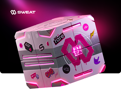 SWEAT / NFT LootBoxes 3d concept 3d animation blender box brutal crypto dark mode game gradient loot box motion graphics nft sci-fi stickers swag sweat sweatcoin texturing ui vibrant